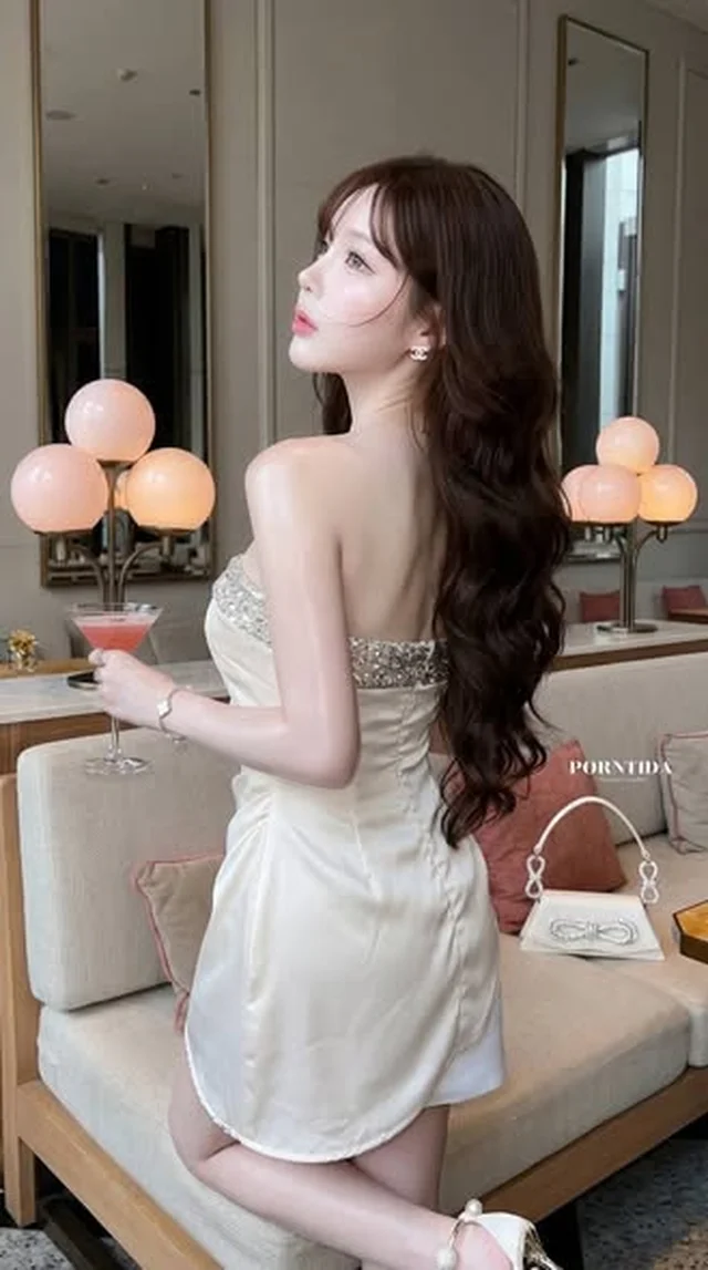 PORNTIDA ชุดเซ็ตเกาะอกสีครีม ขาว Size L thumbnail 3