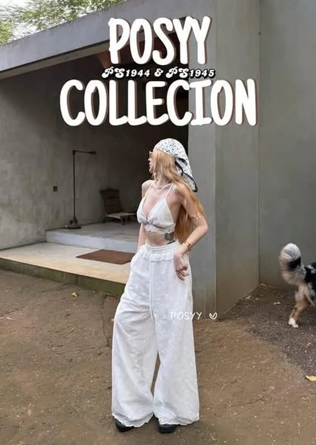 POSYY ชุดเซ็ตบราลูกไม้และกางเกงขายาว พร้อมผ้าผูกผม thumbnail 2