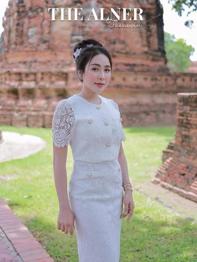 ชุดไทยประยุกต์ THE ALNER ลูกไม้ขาว Size XL thumbnail 2
