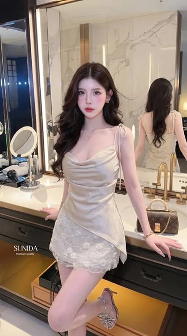 เดรสสั้น SUNIDA ซาตินครีม Size L (alternate)