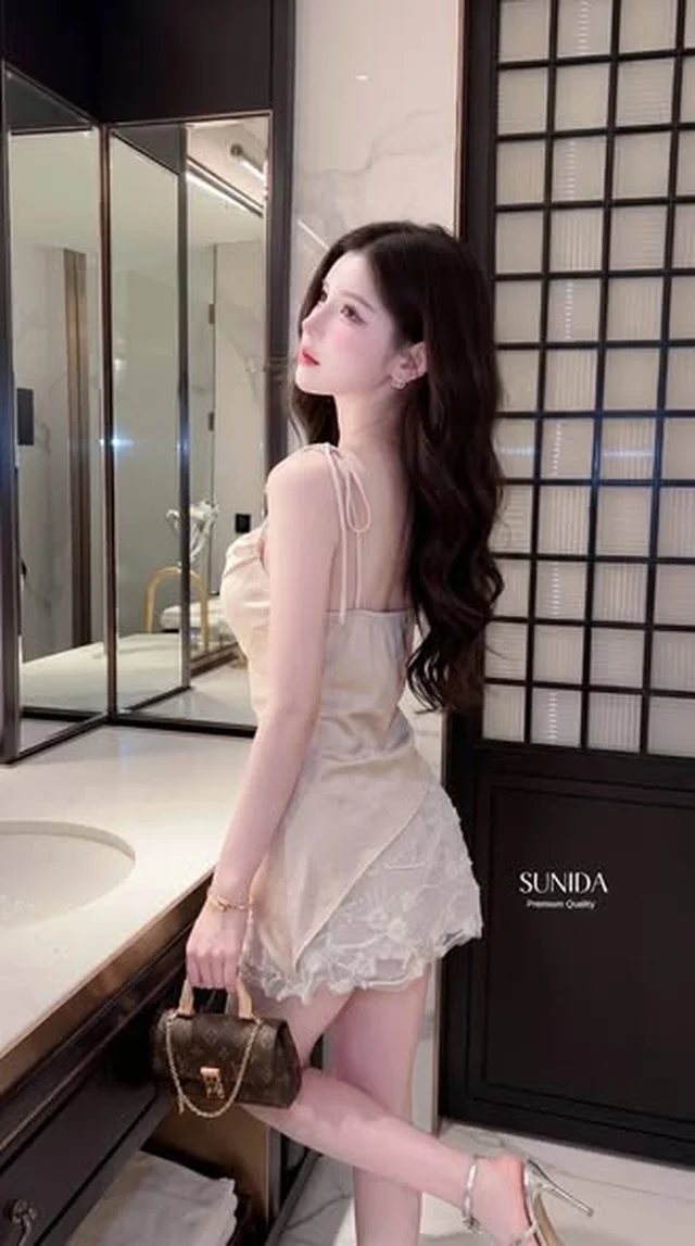 เดรสสั้น SUNIDA ซาตินครีม Size L thumbnail 3