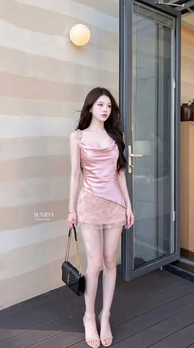 เดรสสั้น SUNIDA ซาตินชมพู Size L thumbnail 4
