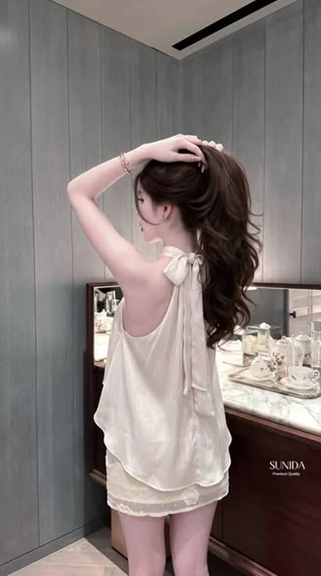 ชุดเซ็ต SUNIDA คอสูงสีครีม Size L thumbnail 4