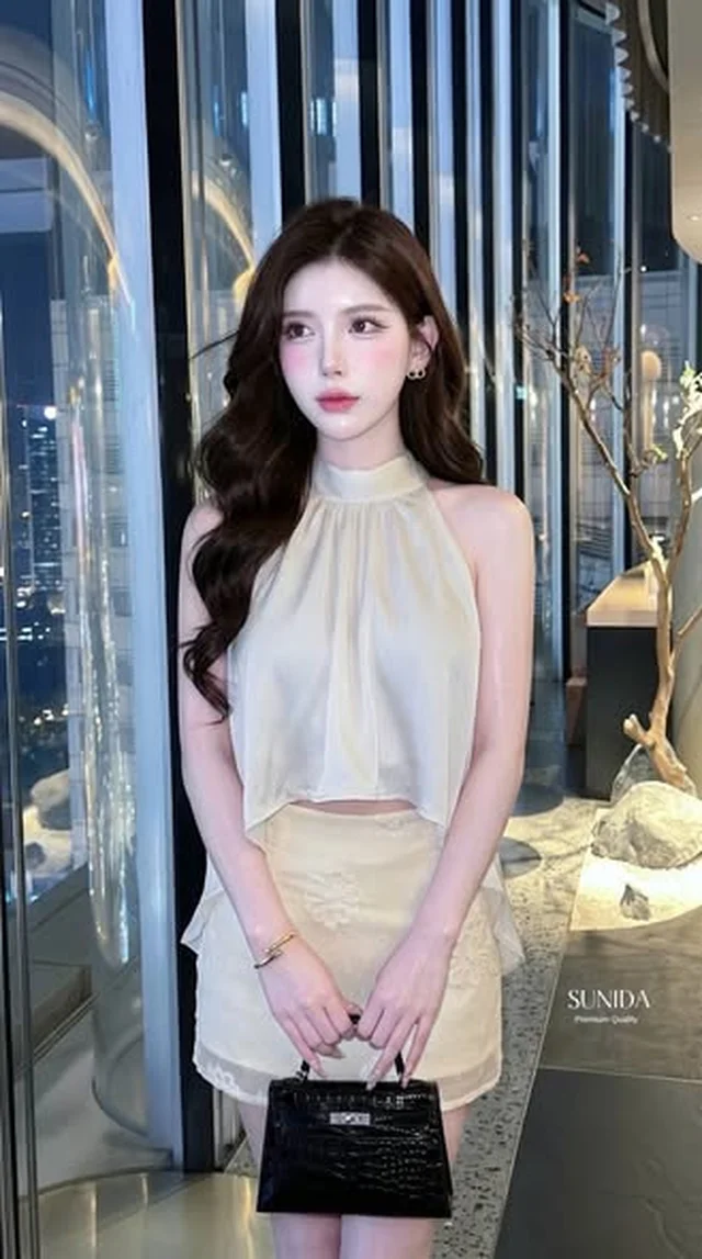 ชุดเซ็ต SUNIDA คอสูงสีครีม Size L thumbnail 5