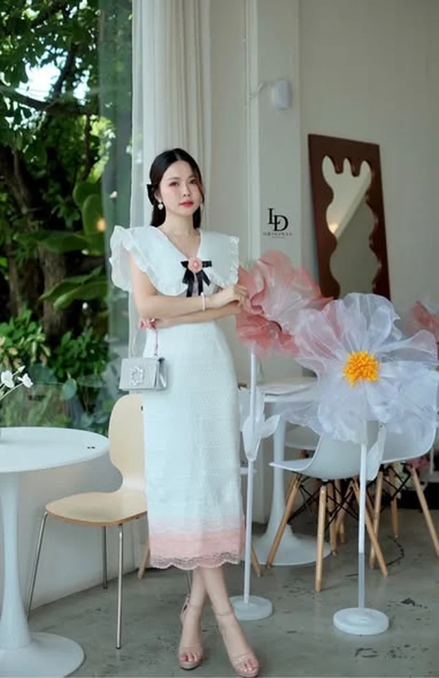 เดรสขาว LD DESIGN คอบัว Size L XXL thumbnail 5