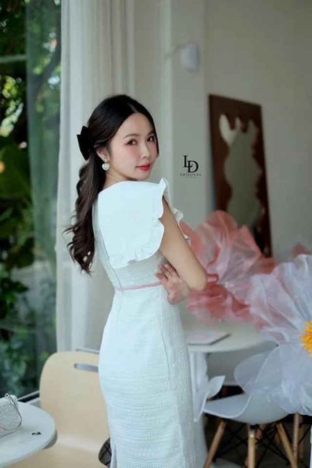 เดรสขาว LD DESIGN คอบัว Size L XXL thumbnail 4