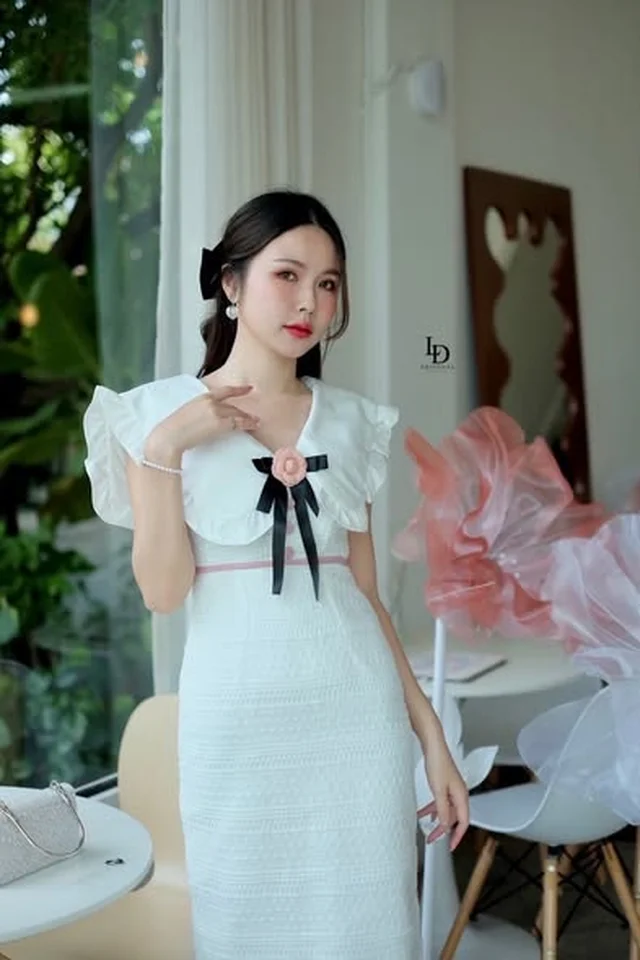 เดรสขาว LD DESIGN คอบัว Size L XXL (alternate)