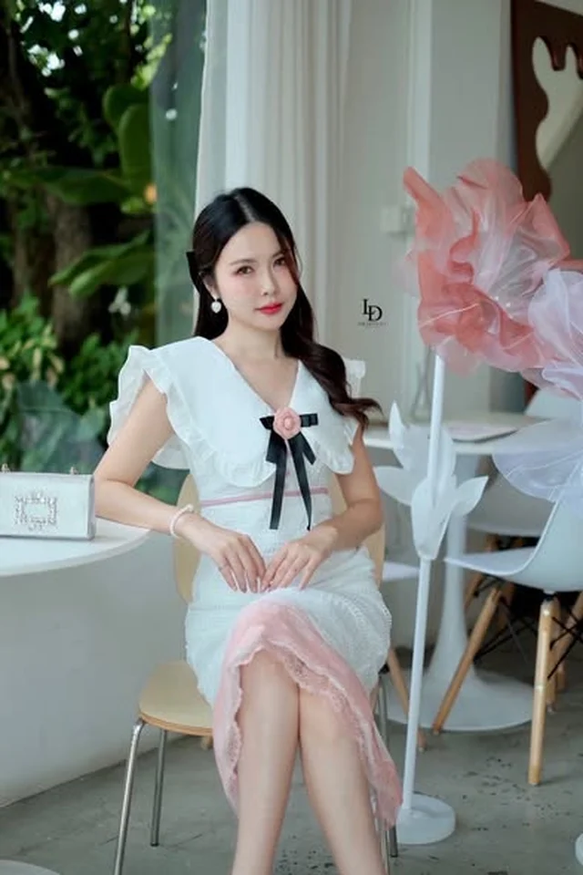 เดรสขาว LD DESIGN คอบัว Size L XXL thumbnail 3