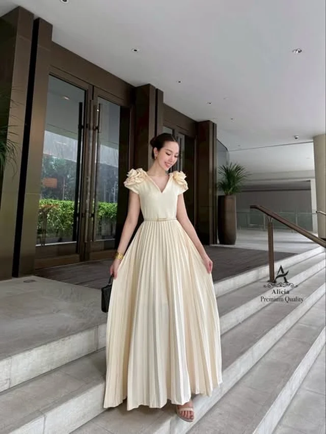 เดรสยาว Alicia พลีทลูกคุณหนู Size XL XXL thumbnail 4