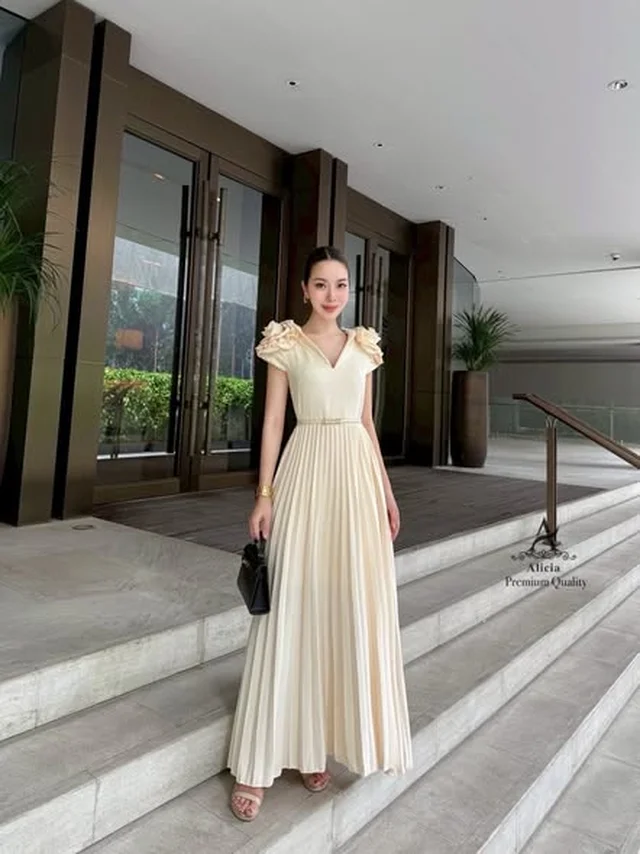 เดรสยาว Alicia พลีทลูกคุณหนู Size XL XXL thumbnail 3