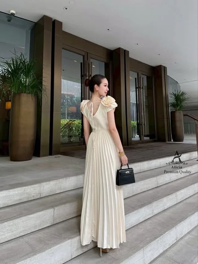 เดรสยาว Alicia พลีทลูกคุณหนู Size XL XXL thumbnail 5