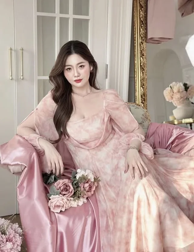 เดรสยาวหวานละมุน โทนชมพู Size 3XL (alternate)