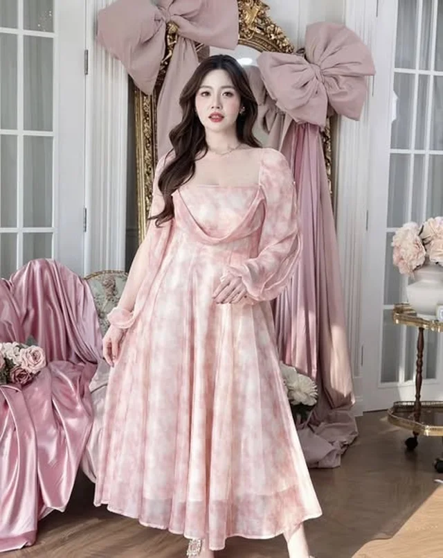 เดรสยาวหวานละมุน โทนชมพู Size 3XL thumbnail 5