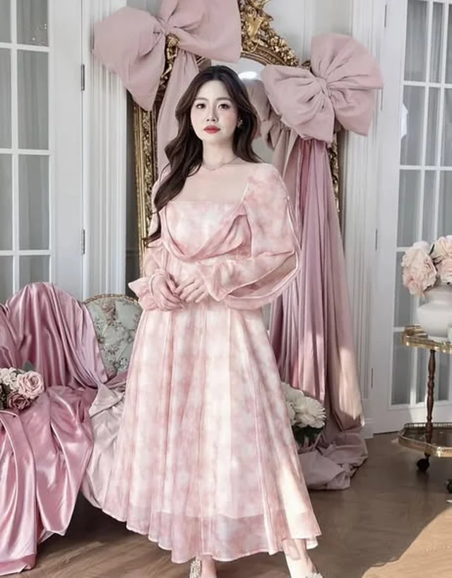 เดรสยาวหวานละมุน โทนชมพู Size 3XL thumbnail 2
