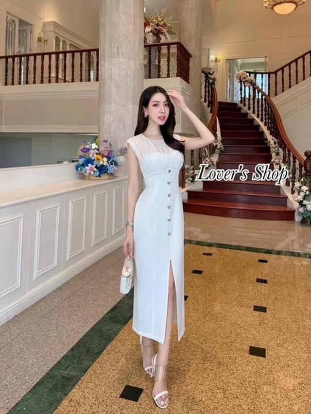 เดรสยาวสีขาวแขนกุด Lover s Shop thumbnail 2