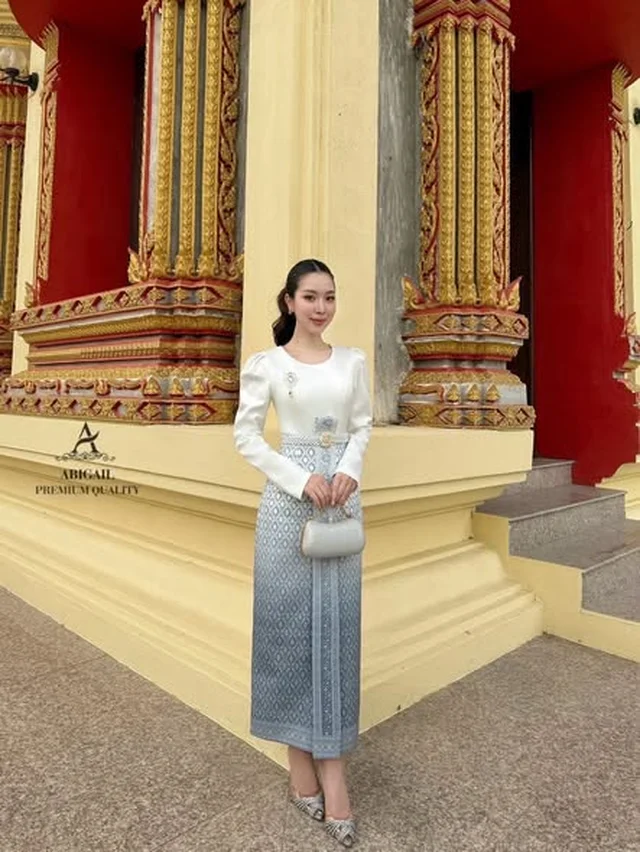 ชุดไทยประยุกต์ Abigail โทนฟ้า ขาว Size S M (alternate)