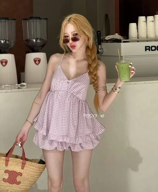 POSYY ชุดเซ็ตสก็อตม่วงสุดคิ้วท์ thumbnail 3