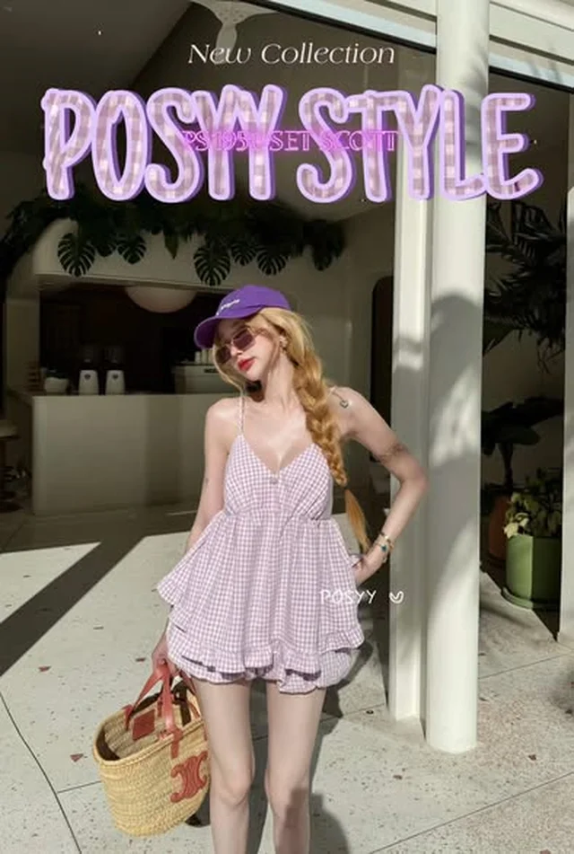 POSYY ชุดเซ็ตสก็อตม่วงสุดคิ้วท์ thumbnail 2
