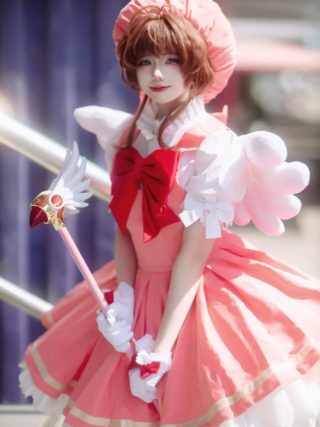 ชุดคอส Sakura OP1 ชุดชมพูแดง M thumbnail 7