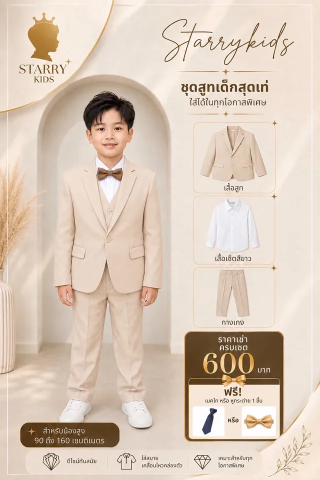 สูทสีครีม 3 ชิ้น