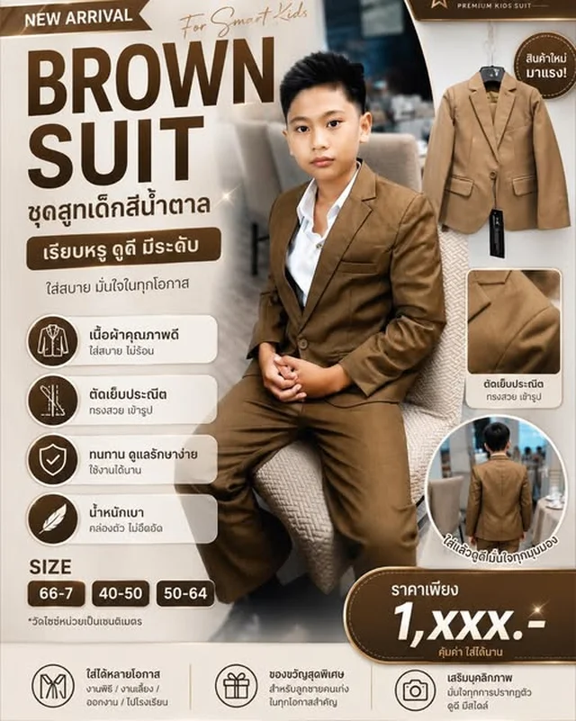 ชุดสูทเด็กสีน้ำตาลรุ่นใหม่จาก Starrykids 1