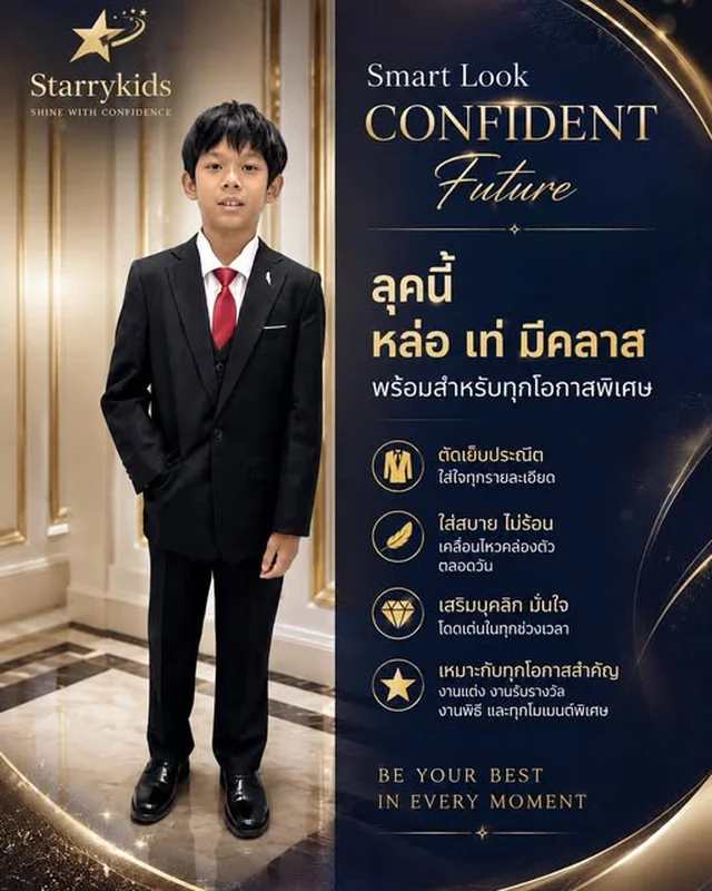 ชุดสูทเด็กสีดำ Starrykids Premium Collection สำหรับโอกาสพิเศษ 1