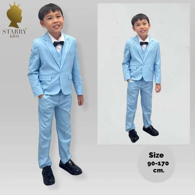 ชุดสูทเด็กสีฟ้า Starrykids พร้อมโบว์หูกระต่าย thumbnail 4