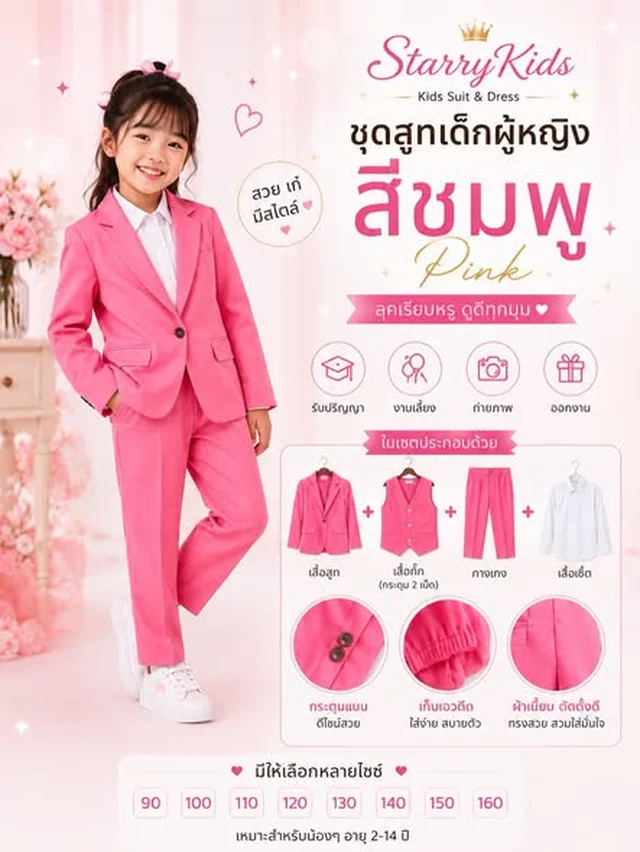 ชุดสูทเด็ก StarryKids ครบชุดหลากสี thumbnail 4