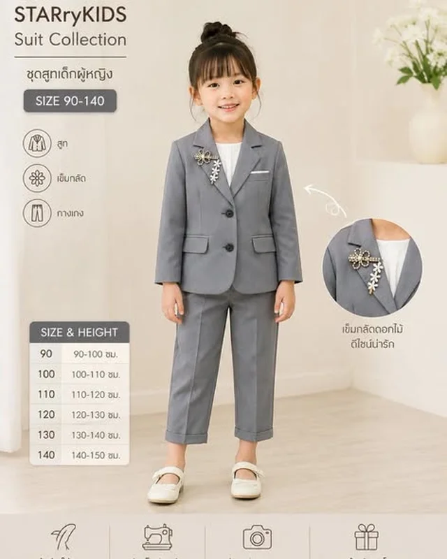 ชุดสูทเด็กผู้หญิง สีน้ำเงินเข้มและสีเทา สตาร์รี่คิดส์ (alternate)