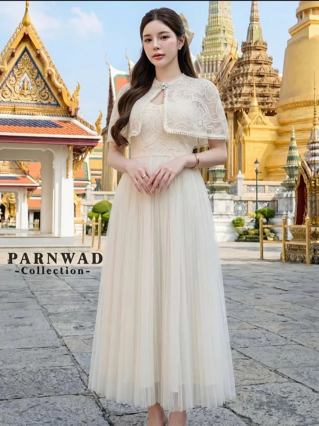 เดรสลูกไม้ผ้าคลุม 1