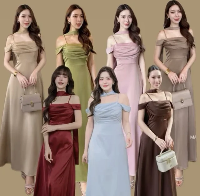 เดรสสายเดี่ยวเปิดไหล่