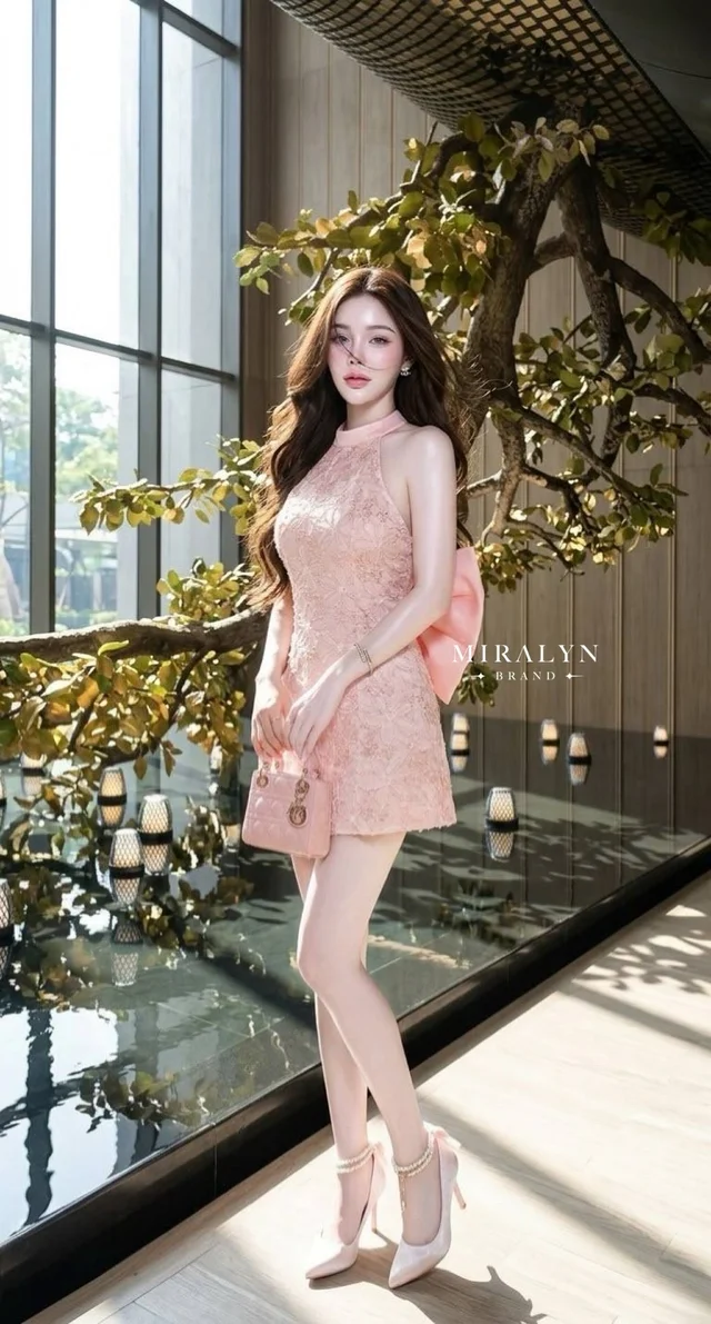 เดรสสั้นโบว์หลังสีชมพู thumbnail 2