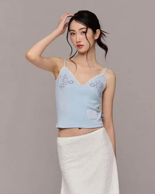 Shein Light Blue Spaghetti Strap Top Size S (alternate)