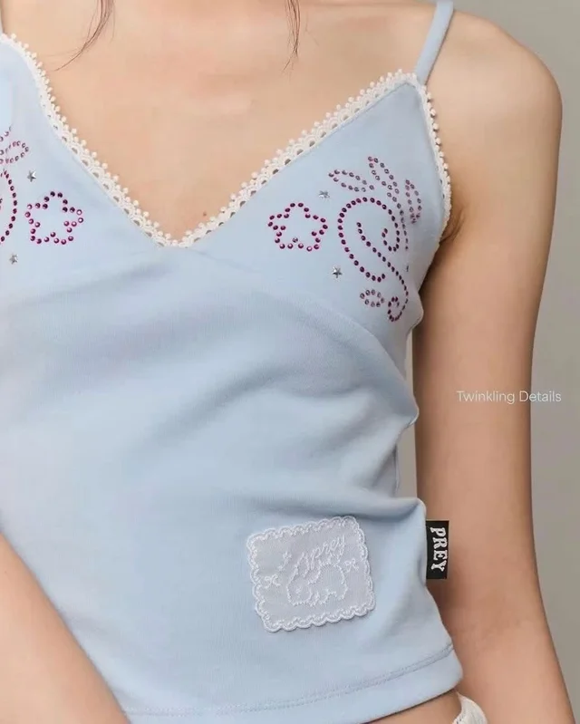 Shein Light Blue Spaghetti Strap Top Size S thumbnail 3