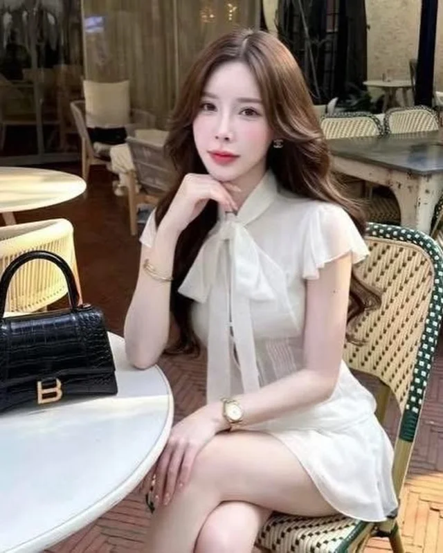 ROSE White Sheer Tied Blouse Skirt Set Size SM thumbnail 2