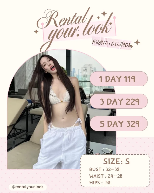 White Bikini Top Pants Set GILTMON Size S thumbnail 1