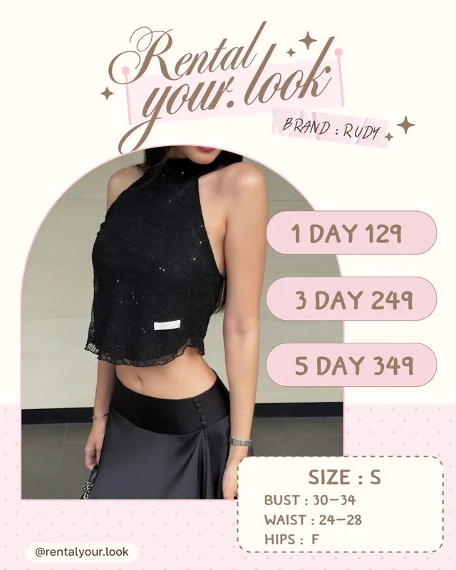 RUDY Black Halter Neck Crop Top Size S thumbnail 1