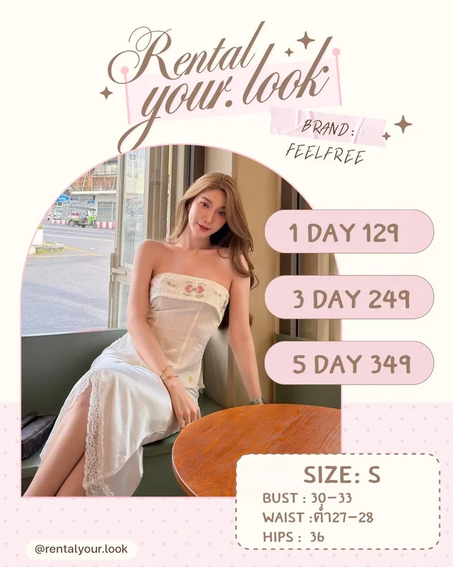 FEELFREE Strapless White Long Dress Size S