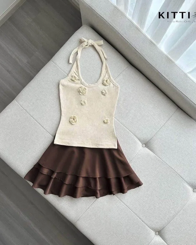 Kitti T Halter Knit Top Shorts Set Size SM thumbnail 3