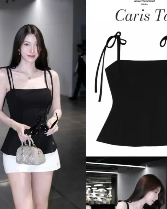 Feelfree Black Spaghetti Strap Peplum Top Size S (alternate)