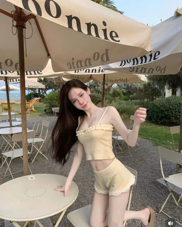 Alicebrand Cream Ribbed Crop Top Shorts Set Size S (alternate)