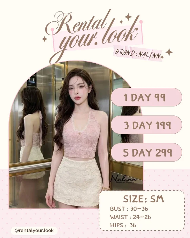 Nalinn Pink Lace Crop Top and Skirt Set Size SM