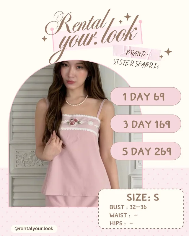 SISTERSFABRIC Pink Floral Embroidered Camisole Size S