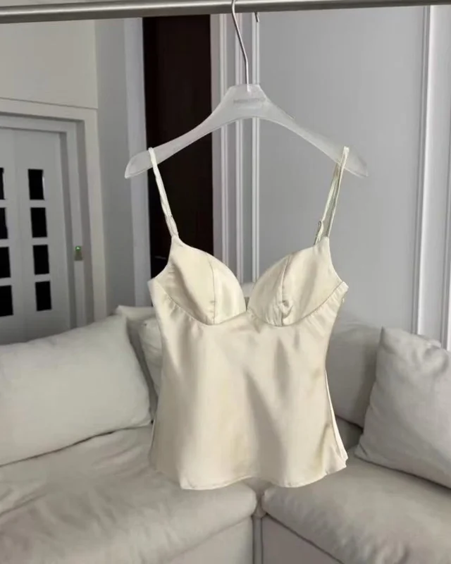 PROMTHONG Cream Satin Camisole Top Size S (alternate)