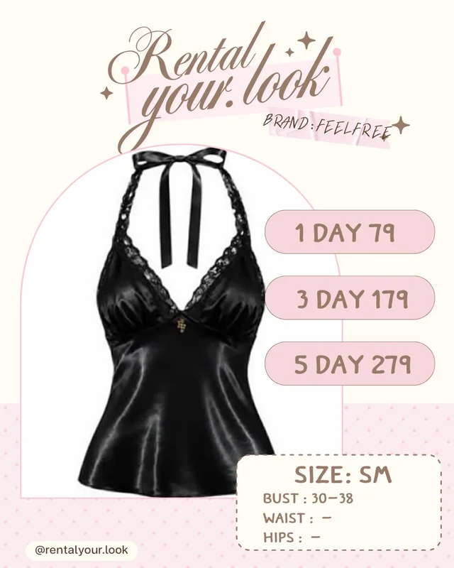 Black Lace Halter Camisole Top Size SM