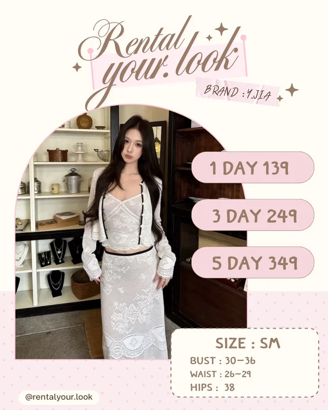 White Lace Top Skirt Set YJIA Size SM