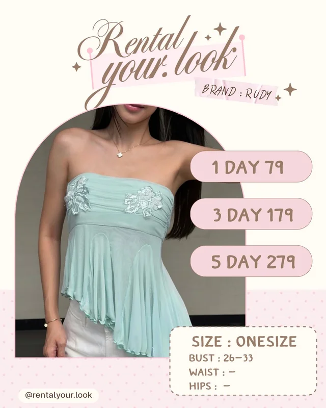 RUDY Strapless Flowy Top Mint Green ONESIZE