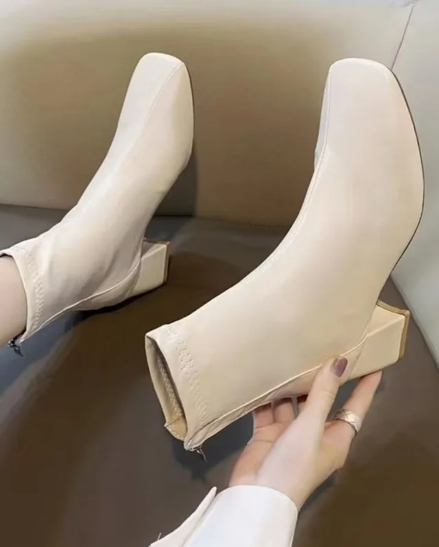 รองเท้าบูท Ankle Boots สีครีม Size 38 thumbnail 3