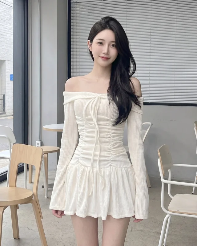 เดรสสั้นสีขาวเปิดไหล่ White Off Shoulder Dress Size S thumbnail 3
