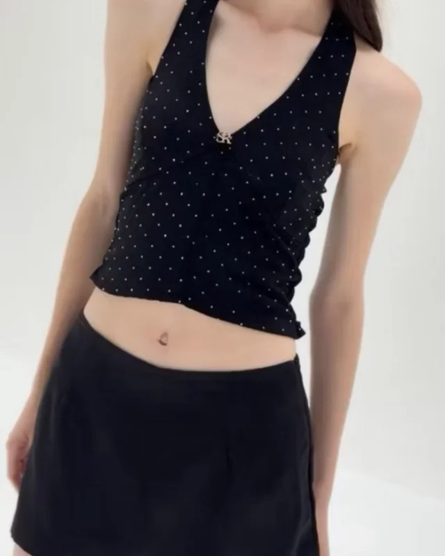 Black Polka Dot Halter Top Sisterrrr Size S thumbnail 3